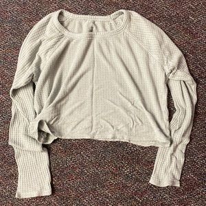 Green waffle crop top